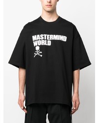 schwarzes bedrucktes T-Shirt mit einem Rundhalsausschnitt von Mastermind Japan