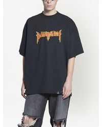 schwarzes bedrucktes T-Shirt mit einem Rundhalsausschnitt von Balenciaga