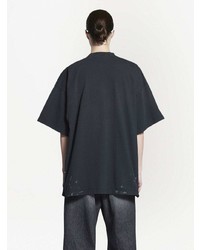 schwarzes bedrucktes T-Shirt mit einem Rundhalsausschnitt von Balenciaga