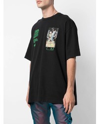 schwarzes bedrucktes T-Shirt mit einem Rundhalsausschnitt von Off-White