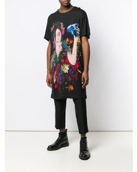 schwarzes bedrucktes T-Shirt mit einem Rundhalsausschnitt von Yohji Yamamoto