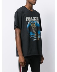 schwarzes bedrucktes T-Shirt mit einem Rundhalsausschnitt von Rhude