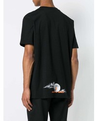 schwarzes bedrucktes T-Shirt mit einem Rundhalsausschnitt von Marcelo Burlon County of Milan