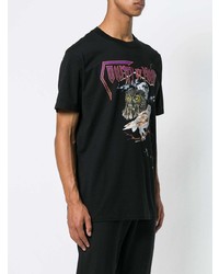 schwarzes bedrucktes T-Shirt mit einem Rundhalsausschnitt von Marcelo Burlon County of Milan