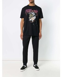 schwarzes bedrucktes T-Shirt mit einem Rundhalsausschnitt von Marcelo Burlon County of Milan