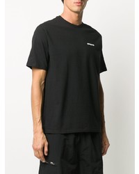 schwarzes bedrucktes T-Shirt mit einem Rundhalsausschnitt von Patagonia