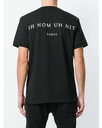 schwarzes bedrucktes T-Shirt mit einem Rundhalsausschnitt von Ih Nom Uh Nit