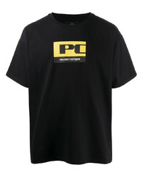 schwarzes bedrucktes T-Shirt mit einem Rundhalsausschnitt von PACCBET