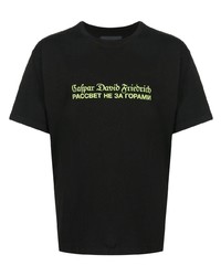 schwarzes bedrucktes T-Shirt mit einem Rundhalsausschnitt von PACCBET