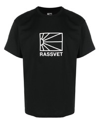 schwarzes bedrucktes T-Shirt mit einem Rundhalsausschnitt von PACCBET