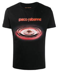 schwarzes bedrucktes T-Shirt mit einem Rundhalsausschnitt von PACO RABANNE