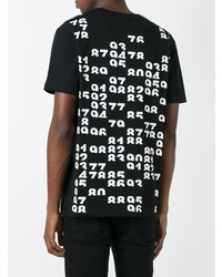 schwarzes bedrucktes T-Shirt mit einem Rundhalsausschnitt von Marcelo Burlon County of Milan