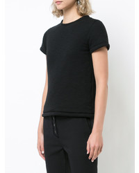 schwarzes bedrucktes T-Shirt mit einem Rundhalsausschnitt von Proenza Schouler