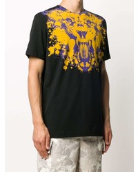 schwarzes bedrucktes T-Shirt mit einem Rundhalsausschnitt von Marcelo Burlon County of Milan