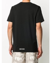 schwarzes bedrucktes T-Shirt mit einem Rundhalsausschnitt von Marcelo Burlon County of Milan