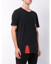 schwarzes bedrucktes T-Shirt mit einem Rundhalsausschnitt von RH45