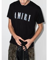 schwarzes bedrucktes T-Shirt mit einem Rundhalsausschnitt von Amiri