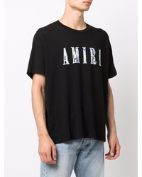 schwarzes bedrucktes T-Shirt mit einem Rundhalsausschnitt von Amiri