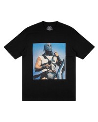 schwarzes bedrucktes T-Shirt mit einem Rundhalsausschnitt von Palace