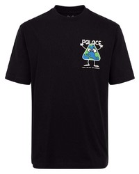 schwarzes bedrucktes T-Shirt mit einem Rundhalsausschnitt von Palace