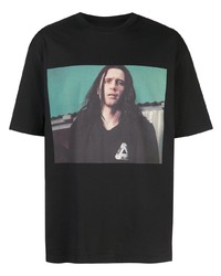 schwarzes bedrucktes T-Shirt mit einem Rundhalsausschnitt von Palace