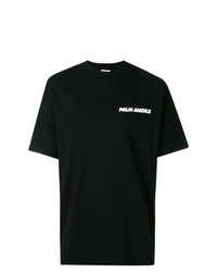 schwarzes bedrucktes T-Shirt mit einem Rundhalsausschnitt von Palm Angels