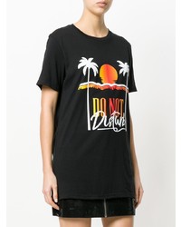 schwarzes bedrucktes T-Shirt mit einem Rundhalsausschnitt von Chiara Ferragni