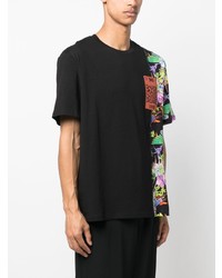 schwarzes bedrucktes T-Shirt mit einem Rundhalsausschnitt von Just Cavalli