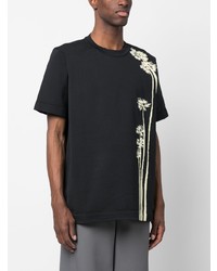 schwarzes bedrucktes T-Shirt mit einem Rundhalsausschnitt von Jil Sander