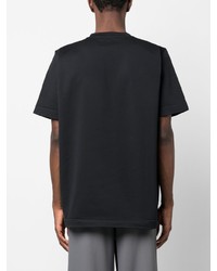 schwarzes bedrucktes T-Shirt mit einem Rundhalsausschnitt von Jil Sander