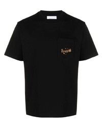 schwarzes bedrucktes T-Shirt mit einem Rundhalsausschnitt von Palmes