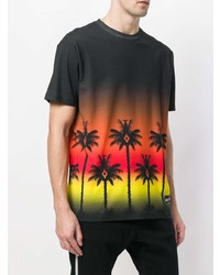 schwarzes bedrucktes T-Shirt mit einem Rundhalsausschnitt von Marcelo Burlon County of Milan