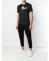 schwarzes bedrucktes T-Shirt mit einem Rundhalsausschnitt von Dolce & Gabbana