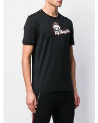 schwarzes bedrucktes T-Shirt mit einem Rundhalsausschnitt von Dolce & Gabbana