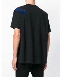 schwarzes bedrucktes T-Shirt mit einem Rundhalsausschnitt von Raf Simons X Fred Perry