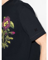 schwarzes bedrucktes T-Shirt mit einem Rundhalsausschnitt von Kenzo