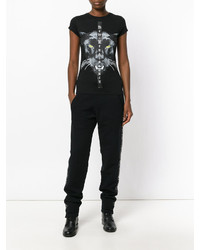 schwarzes bedrucktes T-Shirt mit einem Rundhalsausschnitt von Marcelo Burlon County of Milan