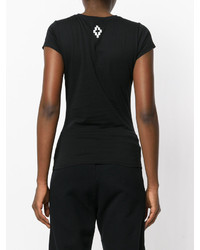 schwarzes bedrucktes T-Shirt mit einem Rundhalsausschnitt von Marcelo Burlon County of Milan