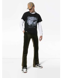 schwarzes bedrucktes T-Shirt mit einem Rundhalsausschnitt von Rhude