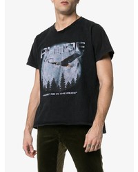 schwarzes bedrucktes T-Shirt mit einem Rundhalsausschnitt von Rhude