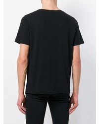 schwarzes bedrucktes T-Shirt mit einem Rundhalsausschnitt von Saint Laurent