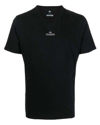 schwarzes bedrucktes T-Shirt mit einem Rundhalsausschnitt von Parajumpers