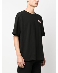 schwarzes bedrucktes T-Shirt mit einem Rundhalsausschnitt von Kenzo