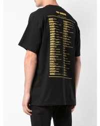 schwarzes bedrucktes T-Shirt mit einem Rundhalsausschnitt von Raf Simons