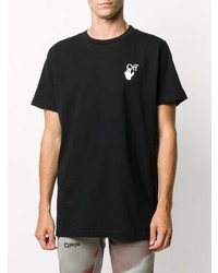 schwarzes bedrucktes T-Shirt mit einem Rundhalsausschnitt von Off-White