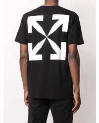 schwarzes bedrucktes T-Shirt mit einem Rundhalsausschnitt von Off-White