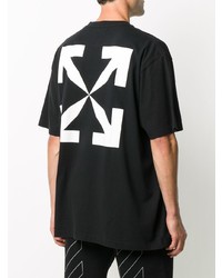 schwarzes bedrucktes T-Shirt mit einem Rundhalsausschnitt von Off-White