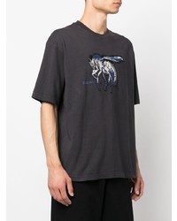 schwarzes bedrucktes T-Shirt mit einem Rundhalsausschnitt von Diesel