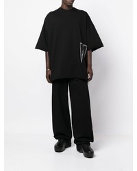 schwarzes bedrucktes T-Shirt mit einem Rundhalsausschnitt von Rick Owens DRKSHDW