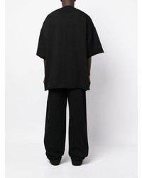 schwarzes bedrucktes T-Shirt mit einem Rundhalsausschnitt von Rick Owens DRKSHDW